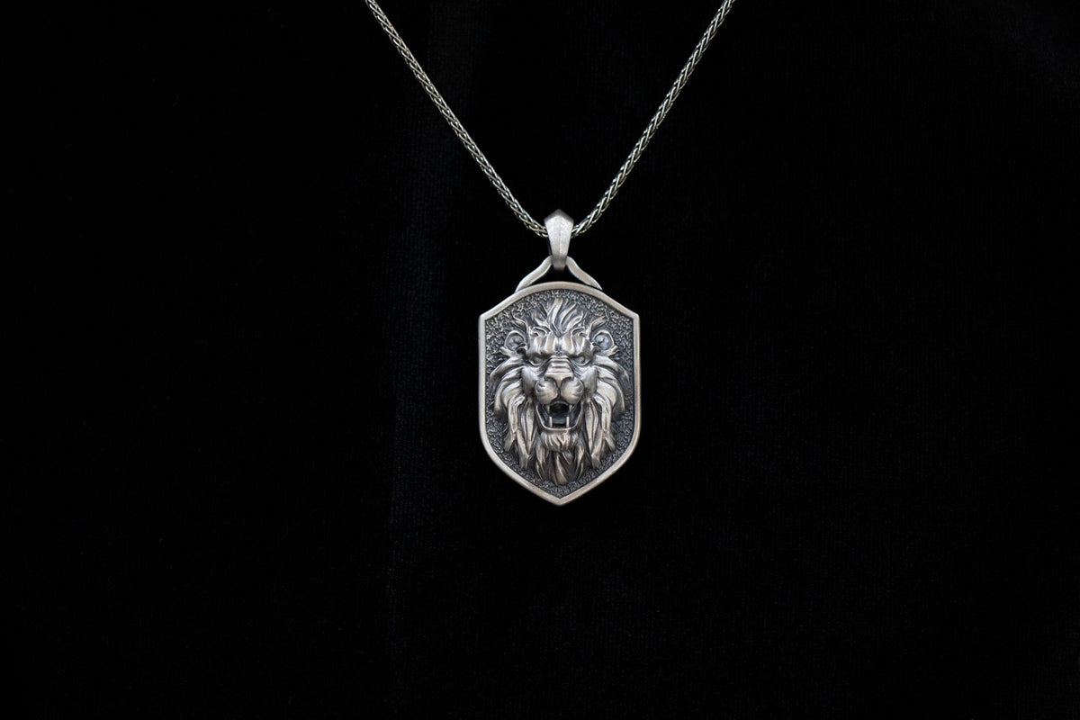 Sterling Silver Lion Pendant Necklace, Animal Jewelry