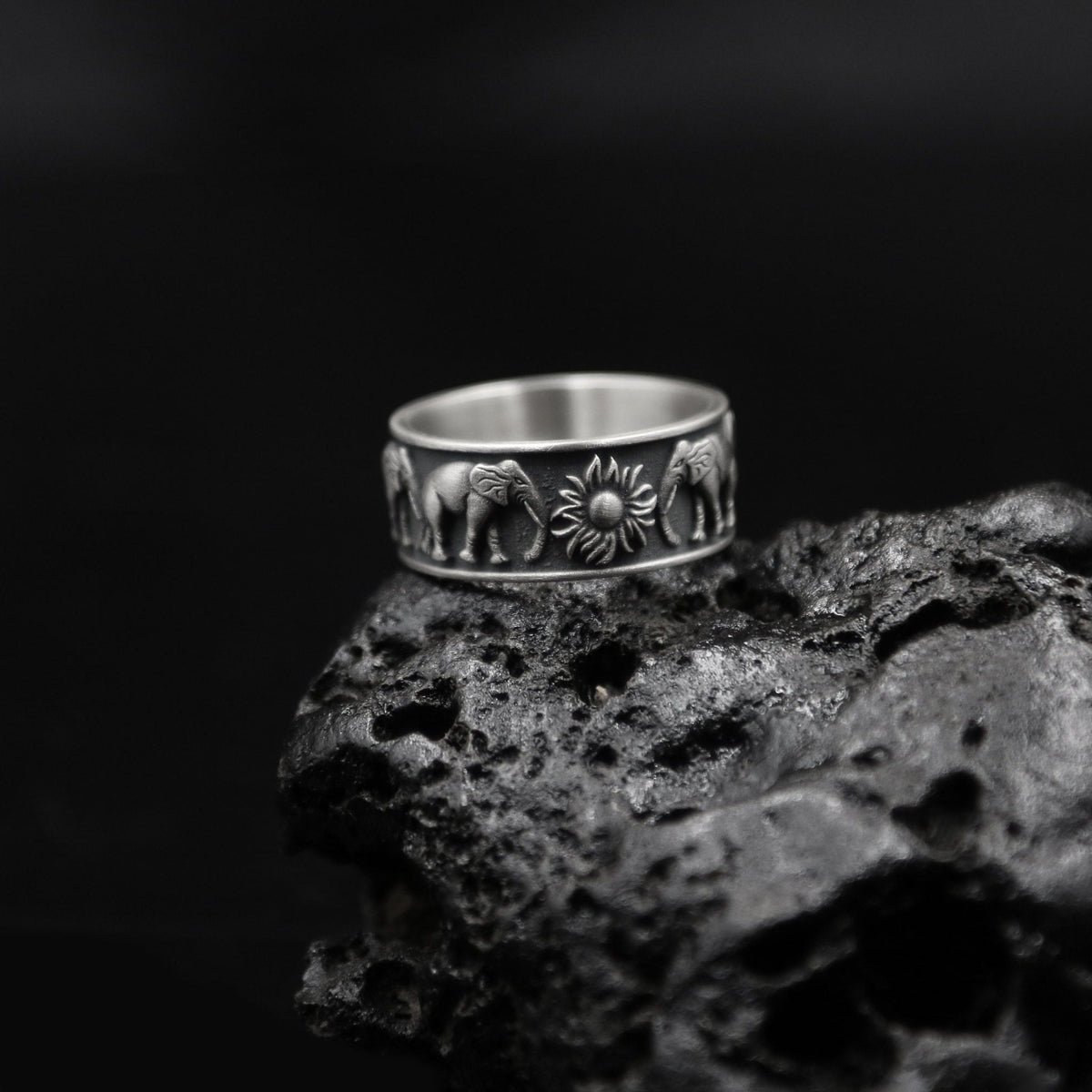 Handmade Sterling Silver Elephant Ring, Unisex Wedding Band