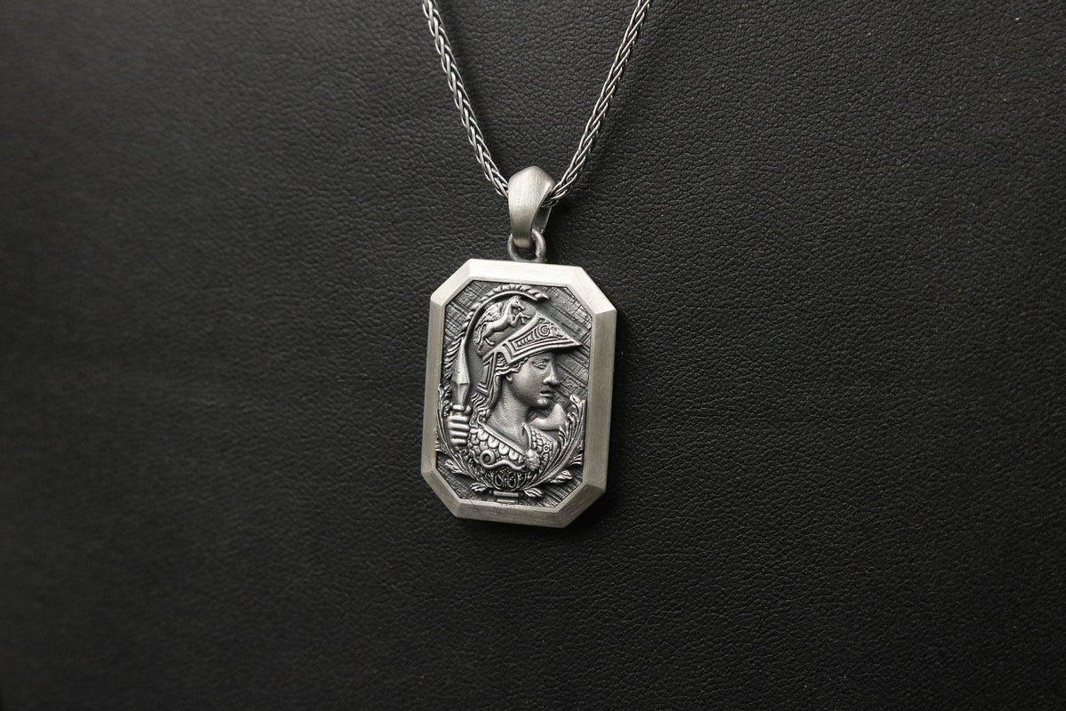 Sterling Silver Athena Necklace, Greek Mythology Pendant