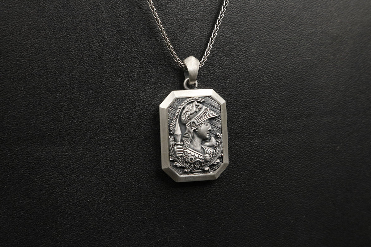 Sterling Silver Athena Necklace, Greek Mythology Pendant