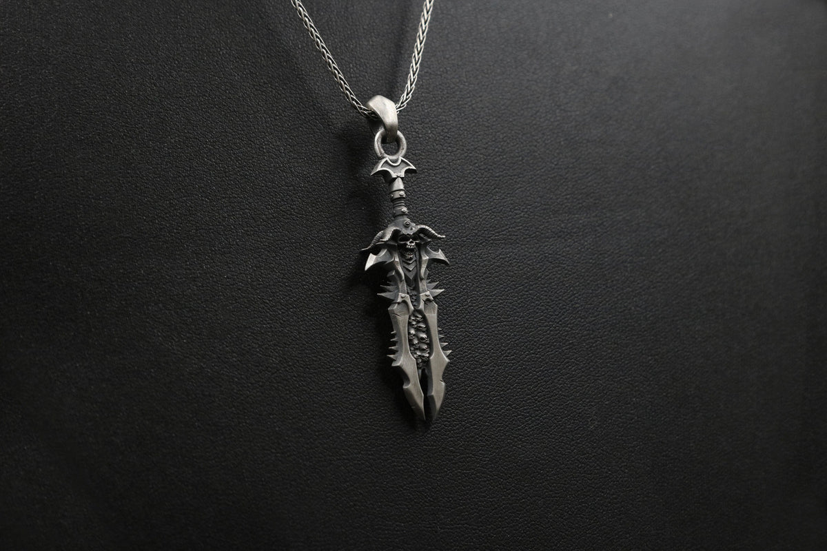 Sterling Silver Fantasy Sword Pendant | Gamer Necklace