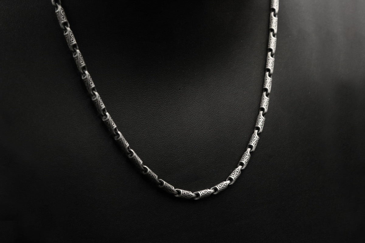 Sterling Silver Byzantine Chain Necklace, Men's Jewelry