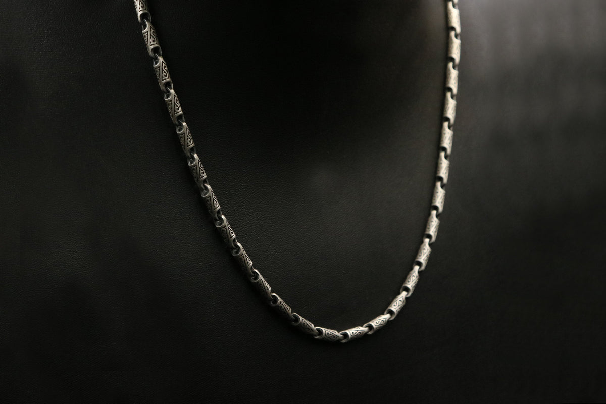Sterling Silver Byzantine Chain Necklace, Men's Jewelry