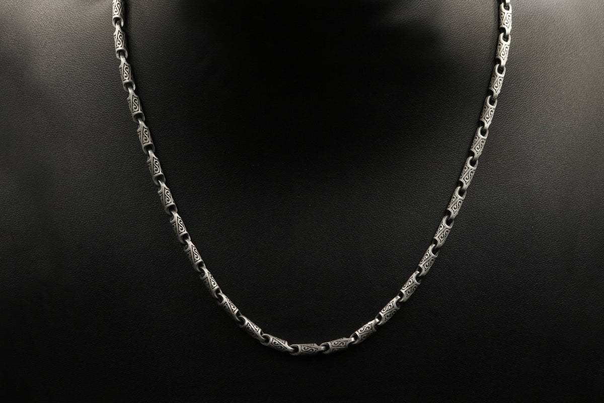 Sterling Silver Byzantine Chain Necklace, Men's Jewelry