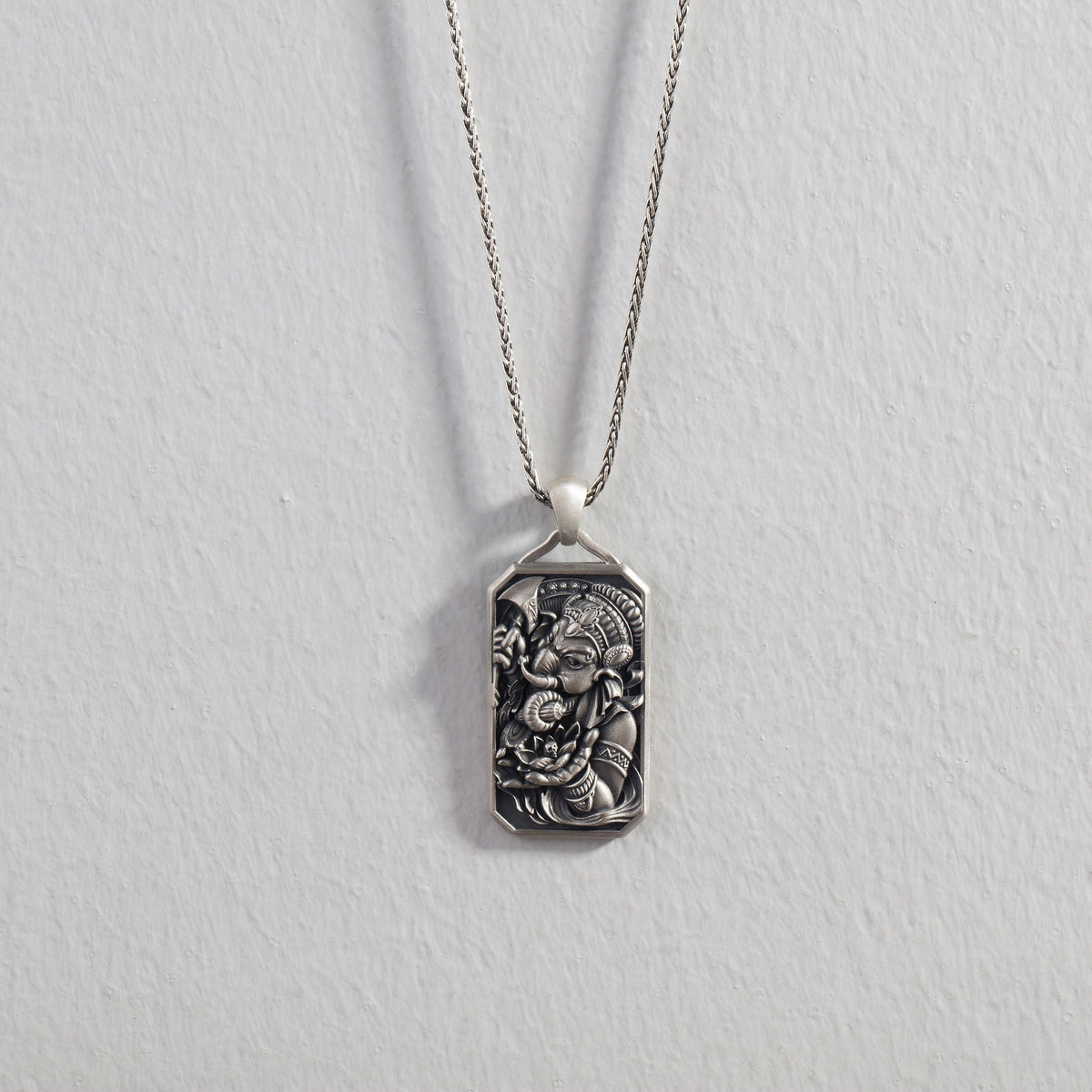Ganesha Close-Up Pendant – Fierce Hindu Deity in Solid Sterling Silver – Elephant God Talisman Amulet