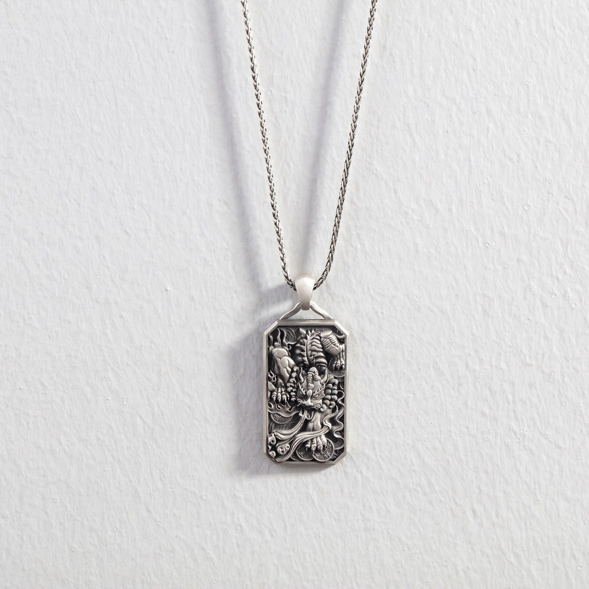 Sterling Silver Tiger Pendant Necklace, Mythical Animal Totem Jewelry