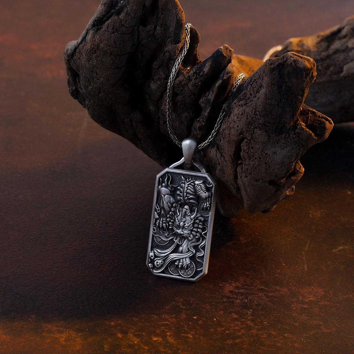 Sterling Silver Tiger Pendant Necklace, Mythical Animal Totem Jewelry