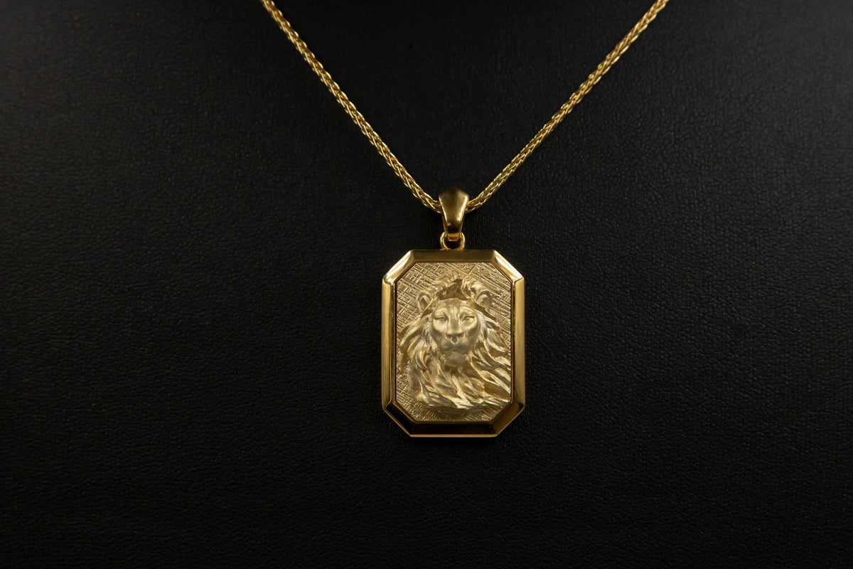 18K Gold Lion Pendant Necklace, Regal Strength Statement Jewelry