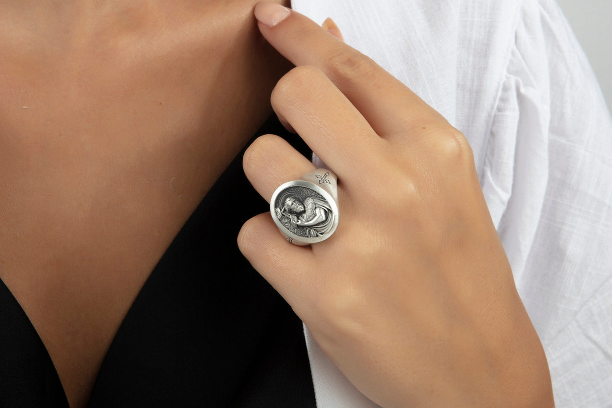 St. John the Baptist Sterling Silver Signet Ring – Catholic Jewelry