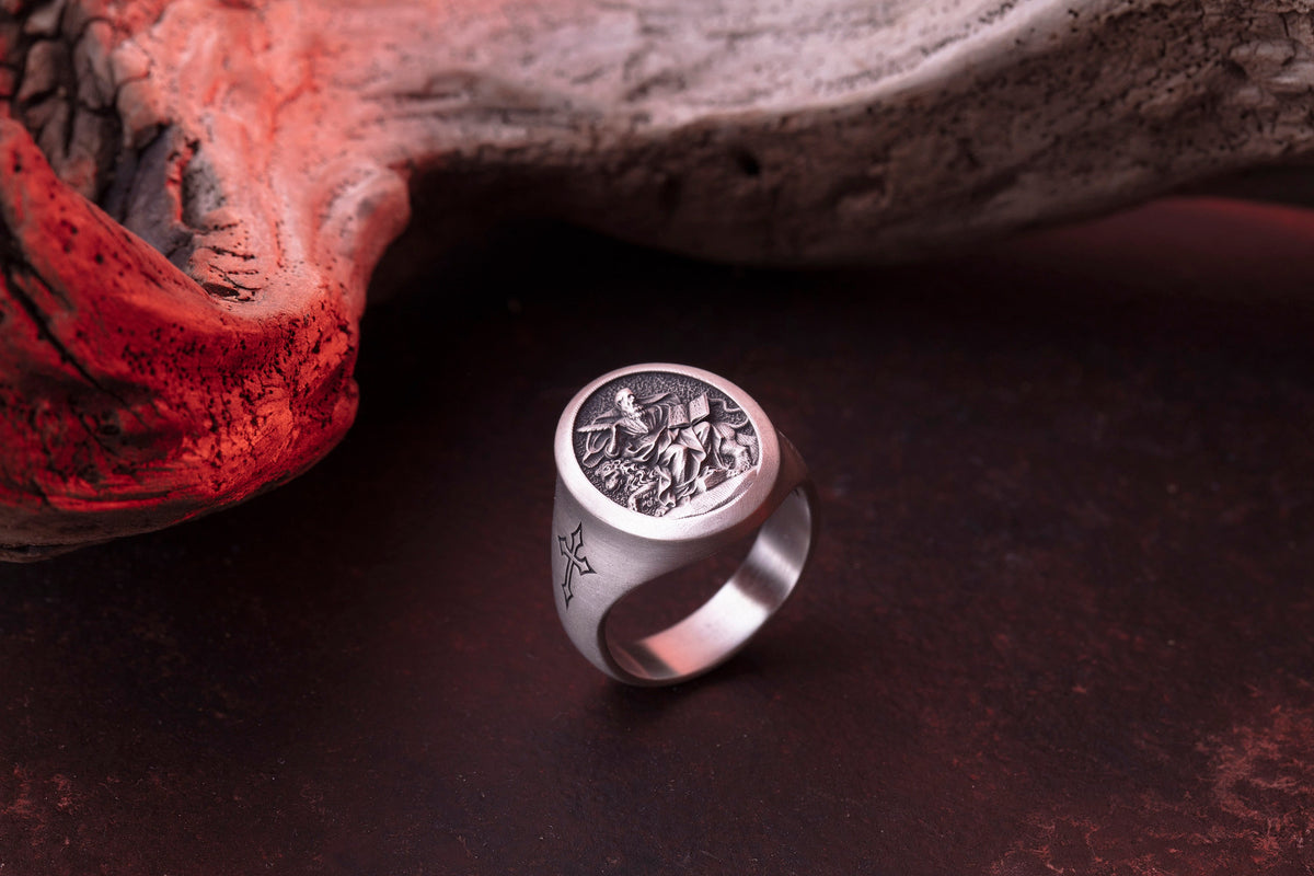 St. Mark Sterling Silver Signet Ring – Patron Saint Jewelry