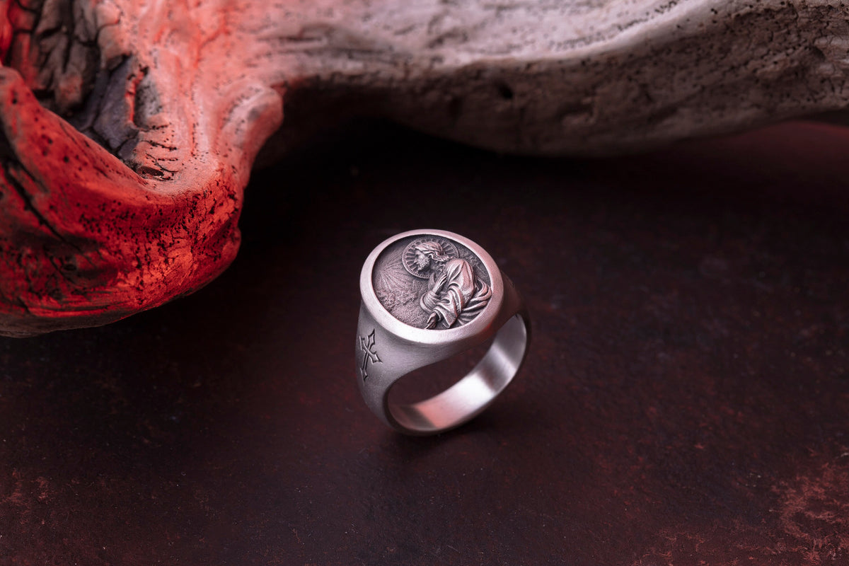 Sterling Silver Jesus Prayer Signet Ring – Religious Catholic Jewelry