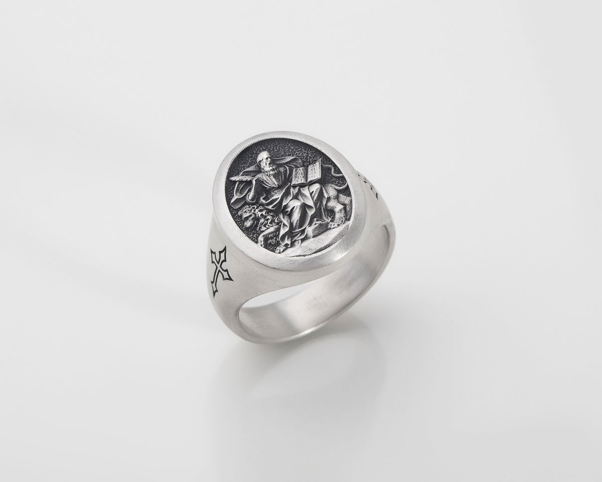 St. Mark Sterling Silver Signet Ring – Patron Saint Jewelry
