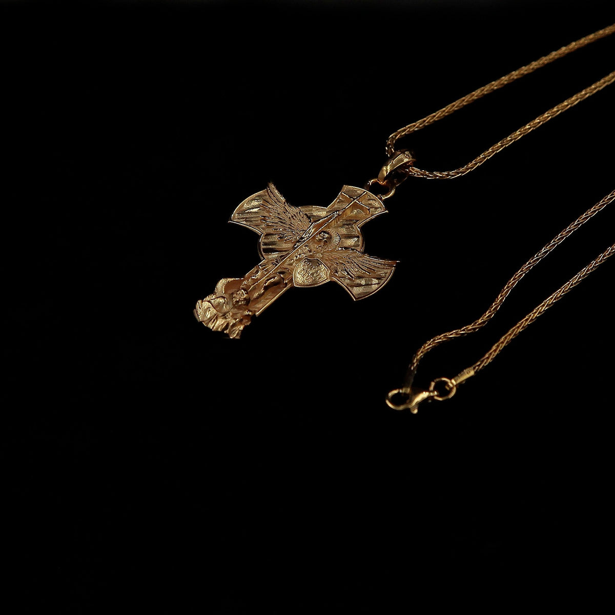 18K Gold Saint Michael Pendant Necklace, Guardian Angel Jewelry