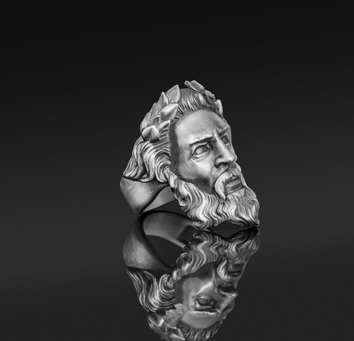 Handmade Sterling Silver Zeus Ring, Ancient Greek Mythology Jewelry