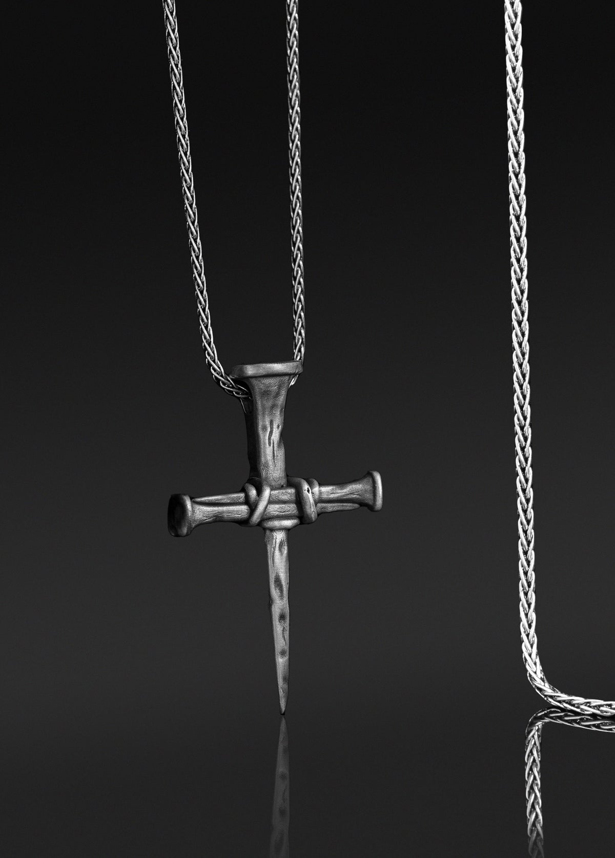Rustic Nail Cross Necklace – Sterling Silver Christian Crucifix Pendant