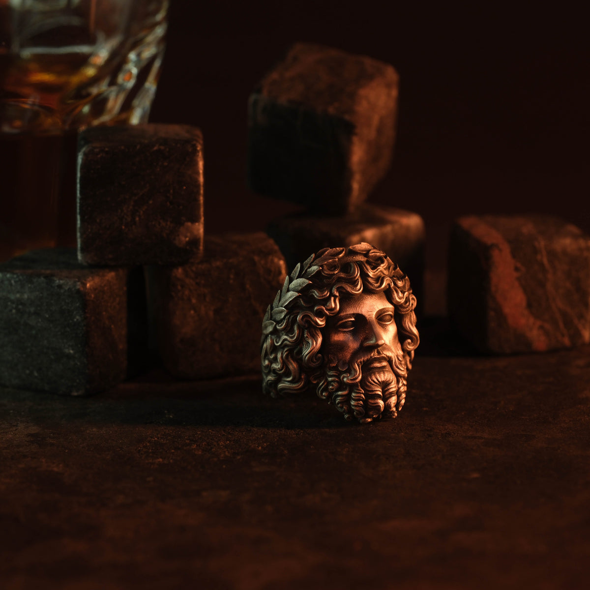 Sterling Silver Greek God Ring, Mythology Sculpture Jewelry