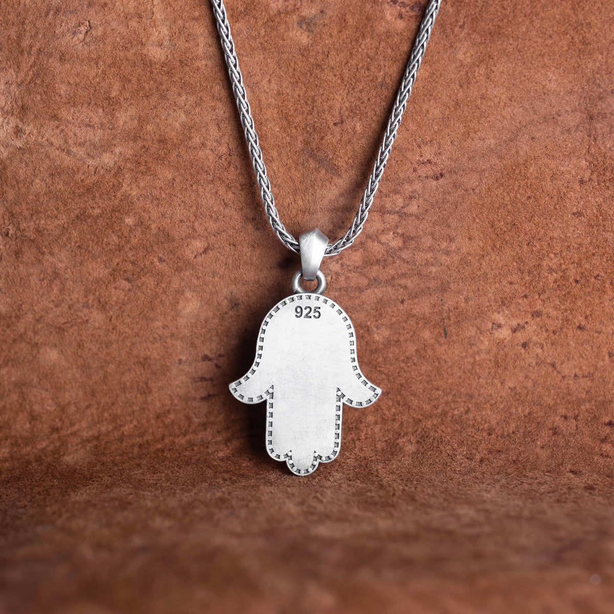 Sterling Silver Hamsa Necklace, Hand of Fatima, Evil Eye Amulet