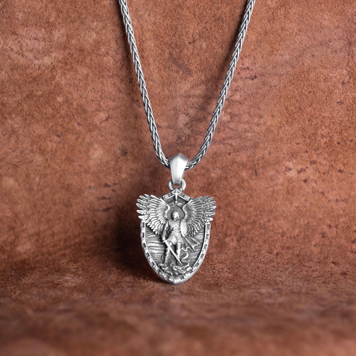 Handmade Saint Michael Pendant, 925 Sterling Silver Archangel Necklace