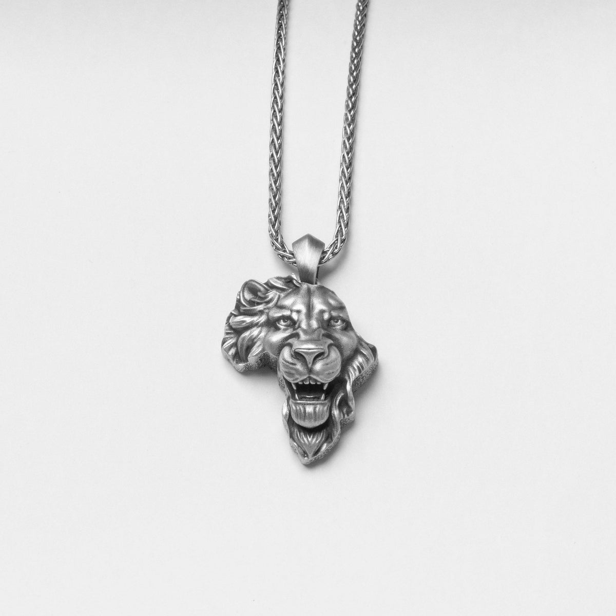 Sterling Silver Lion Head Necklace, Courage Compass Pendant
