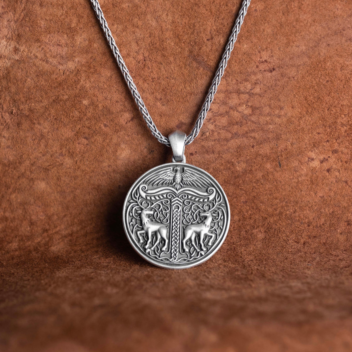 Celtic Deer 925 Sterling Silver Pendant, Viking Necklace For Men