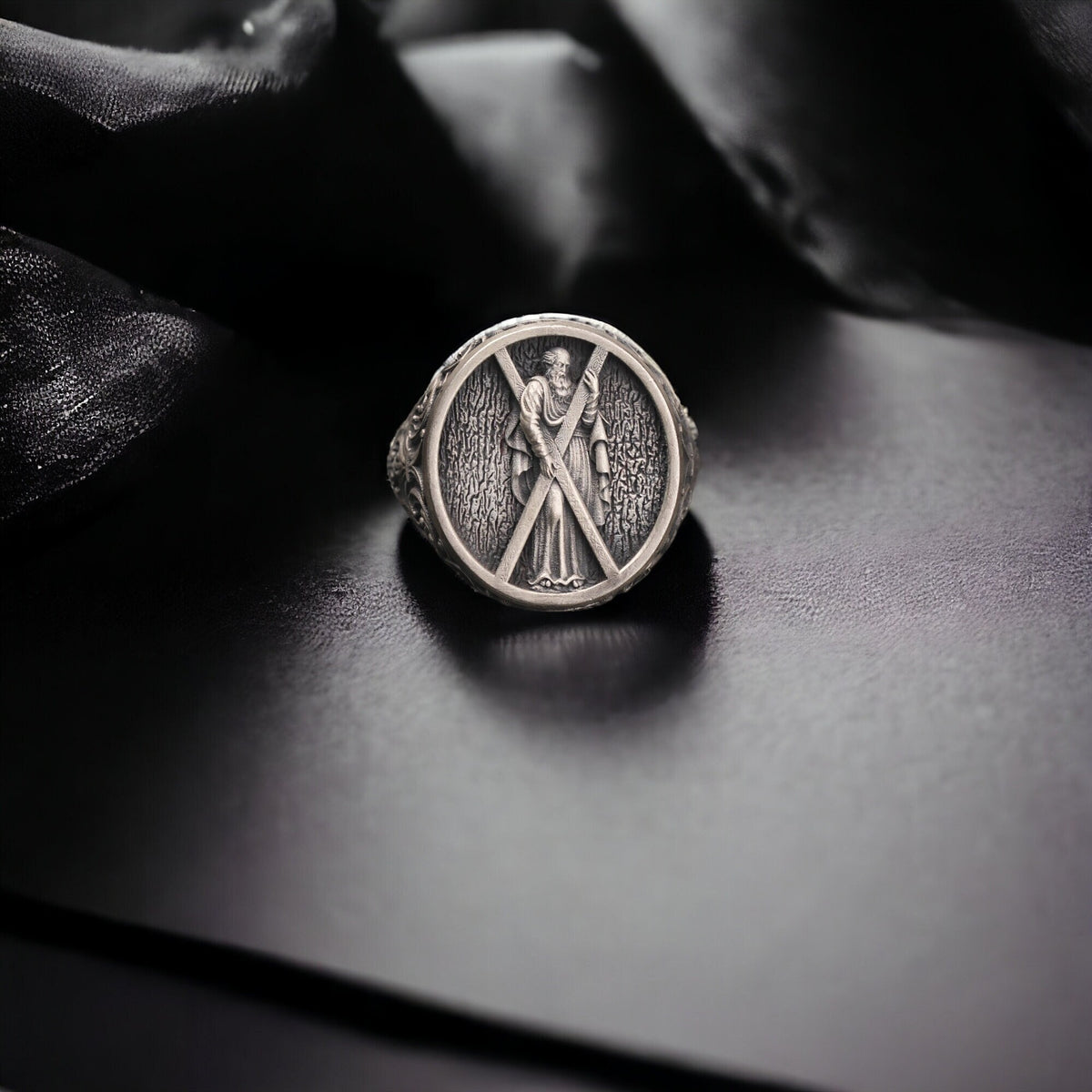 Saint Andrew Ring, Sterling Silver Christian Jewelry, Religious Gift