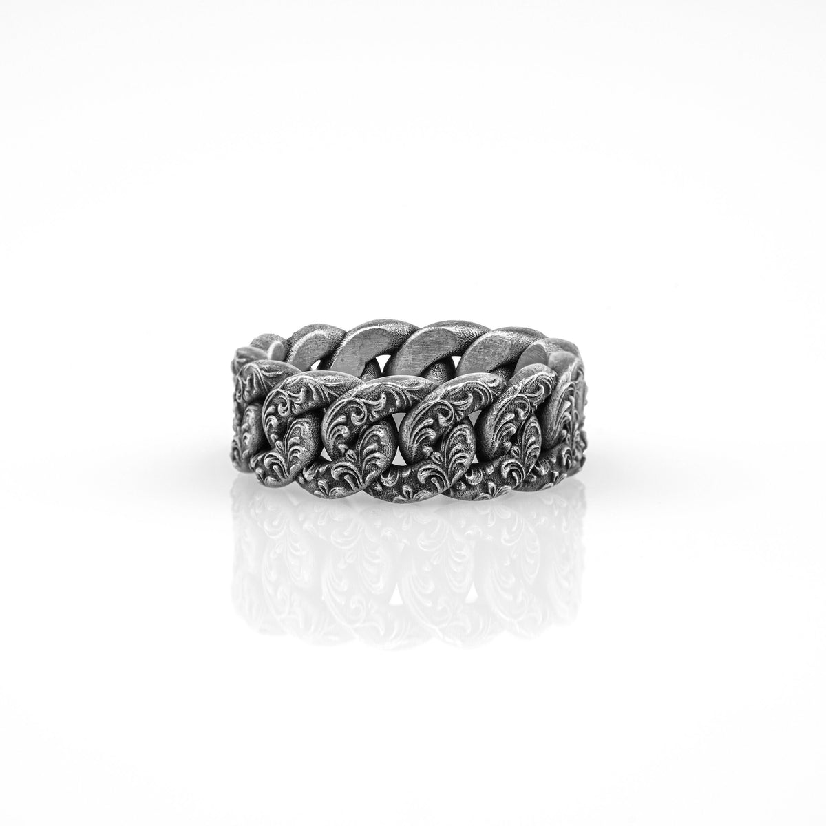 Sterling Silver Cuban Link Ring, Urban Modern Unisex Band