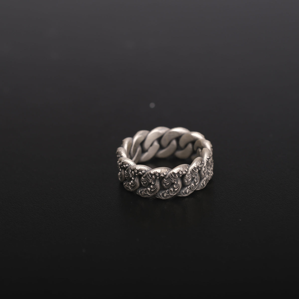 Sterling Silver Cuban Link Ring, Urban Modern Unisex Band