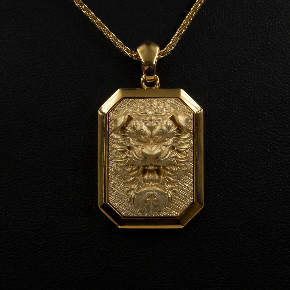 18K Gold Chinese Foo Dog Pendant, Eastern Lion Necklace