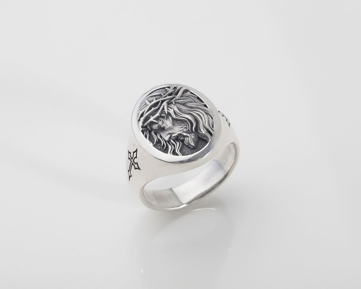 Sterling Silver Jesus Crucifixion Ring – Nazareth Cross Signet