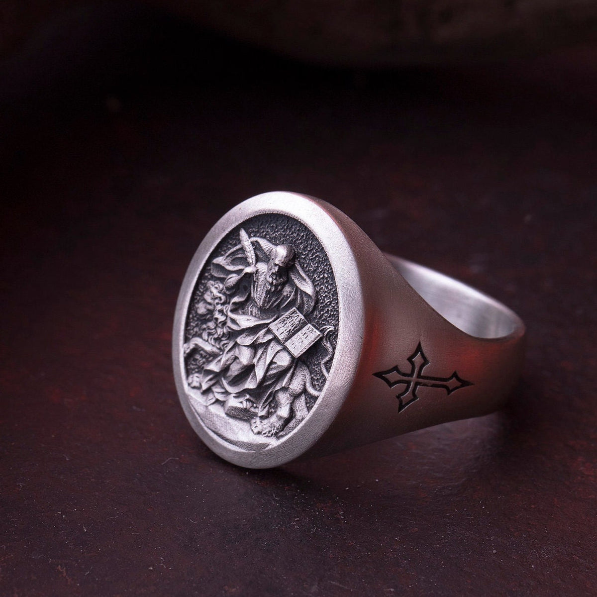 St. Mark Sterling Silver Signet Ring – Patron Saint Jewelry