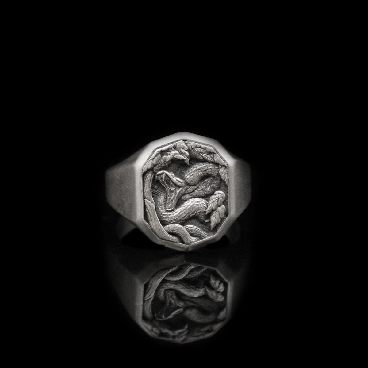 Handcrafted Sterling Silver Python Ring – Forest Serpent Relief Band (15x19mm)