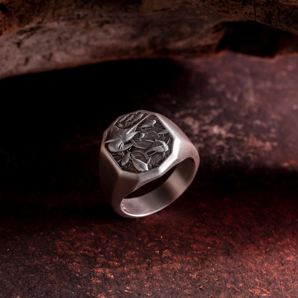 Decagonal Swordfish Ring – Sterling Silver Marine Life Ocean Band