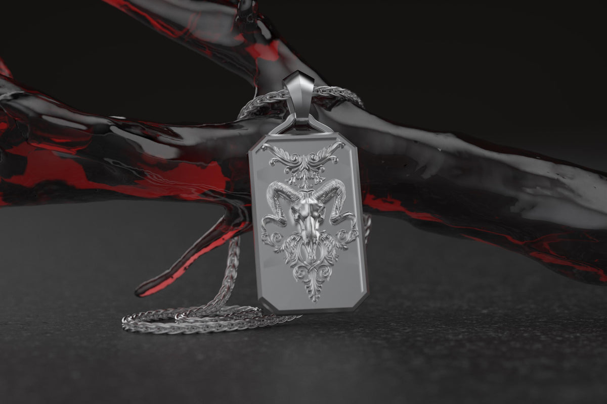 Gothic Goat Skull Pendant Necklace – Baphomet-Inspired Dark Fantasy Jewelry Gift