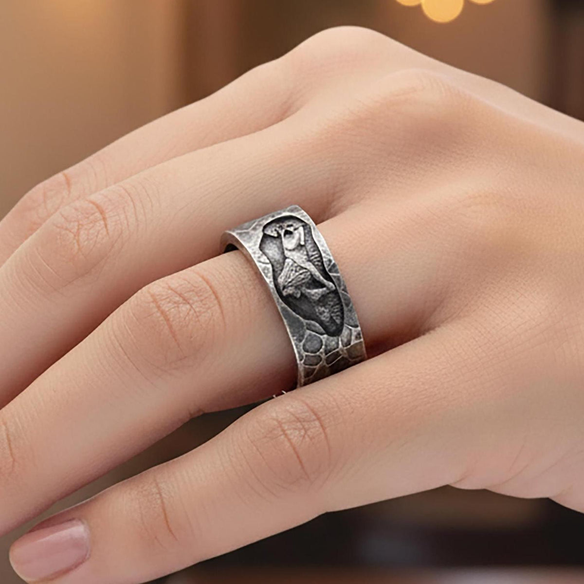 Handmade Lion Ring for Men, Sterling Silver Mens Jewelry