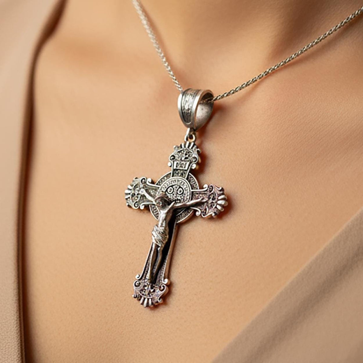 Sterling Silver Jesus Christ Crucifix Pendant | Personalized Cross Necklace