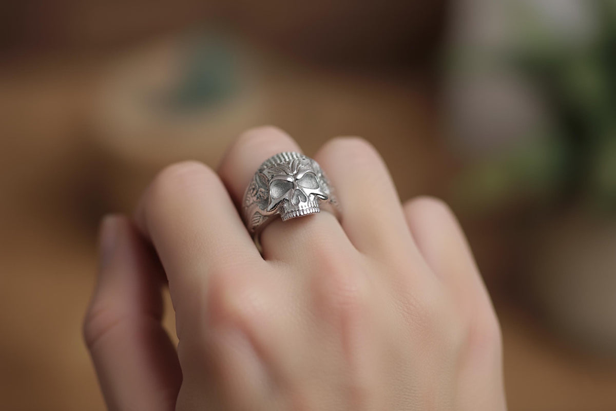 Sterling Silver Skull Ring | Gothic Biker Jewelry for Men