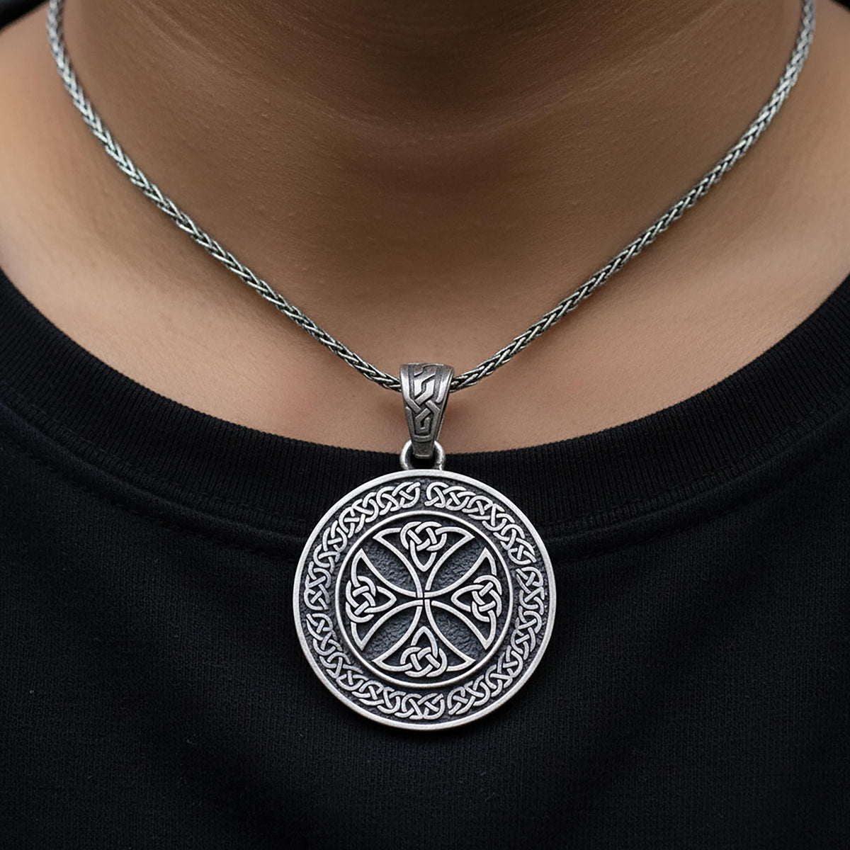 Personalized Sterling Silver Celtic Cross Pendant, Engraved Irish Jewelry
