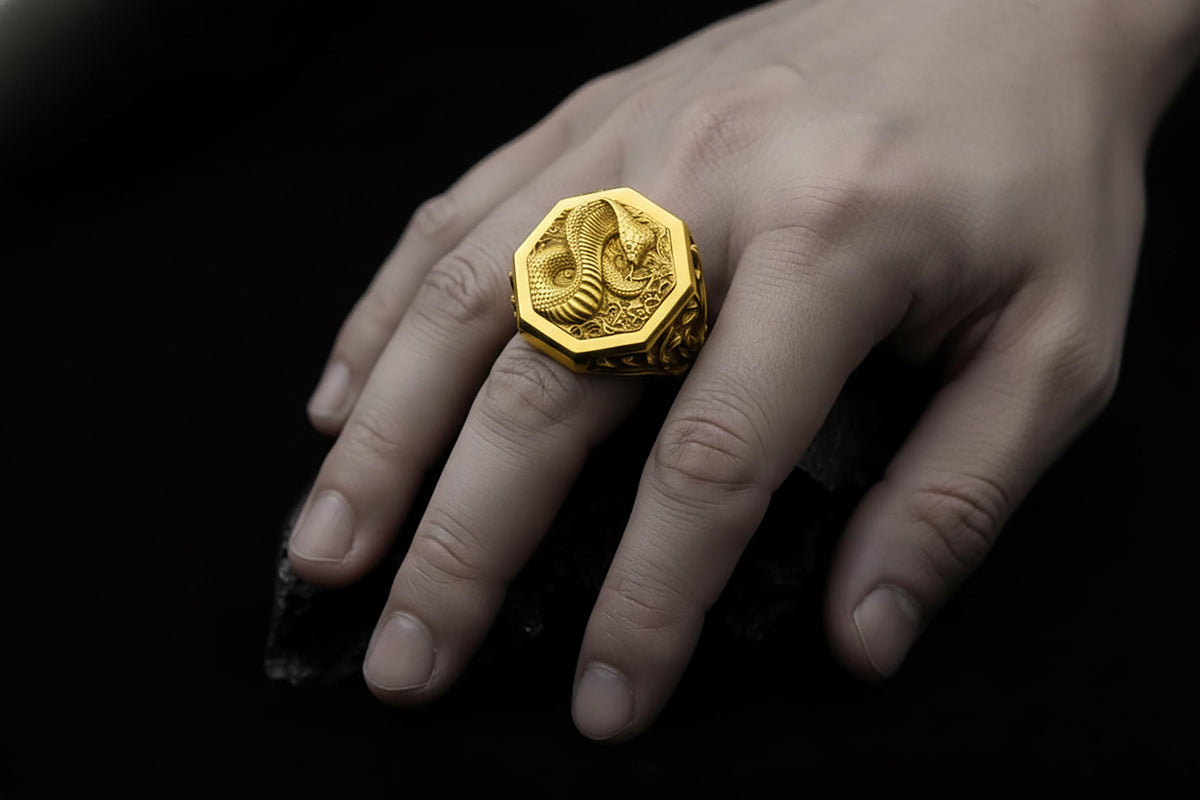 Sterling Silver Snake Ring, Gothic Serpent Cobra, Punk Skeleton Ring