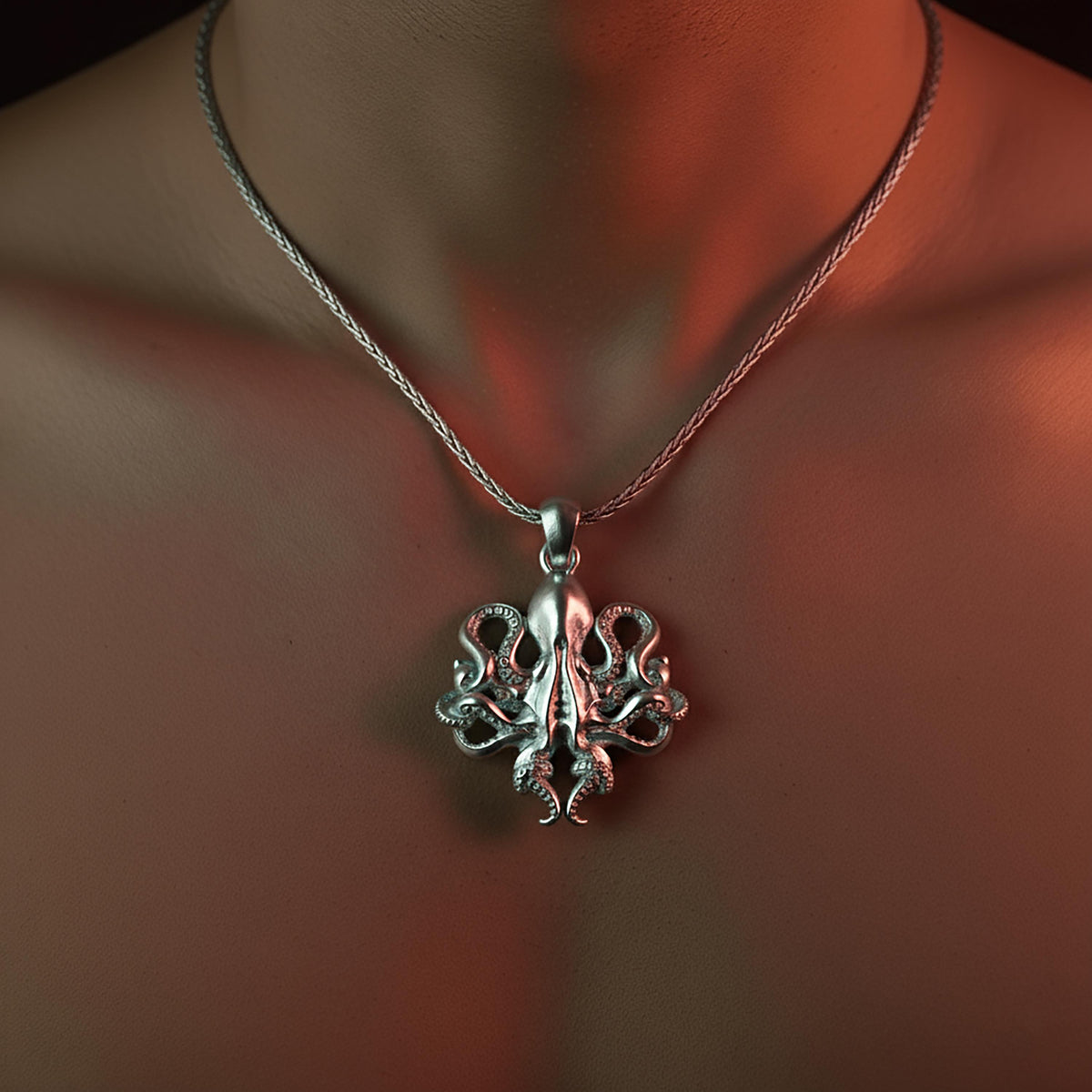 Sterling Silver Octopus Pendant, Marine Jewelry, Nautical Charm