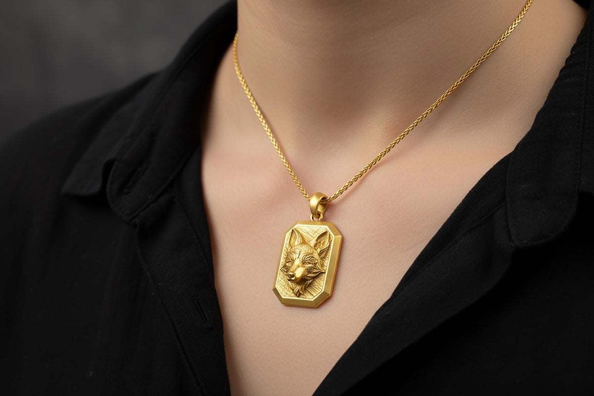 Oxidized Sterling Silver Fox Pendant Necklace, Unisex Jewelry