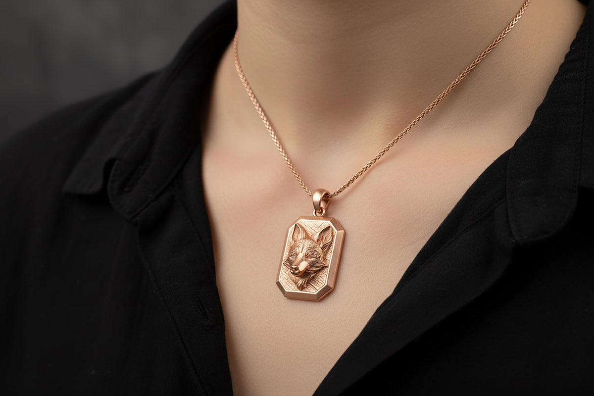 Oxidized Sterling Silver Fox Pendant Necklace, Unisex Jewelry
