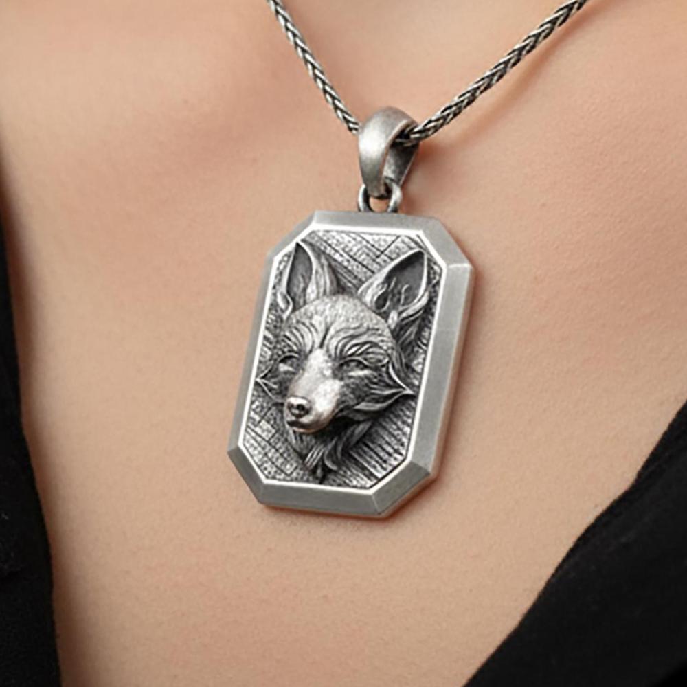 Oxidized Sterling Silver Fox Pendant Necklace, Unisex Jewelry