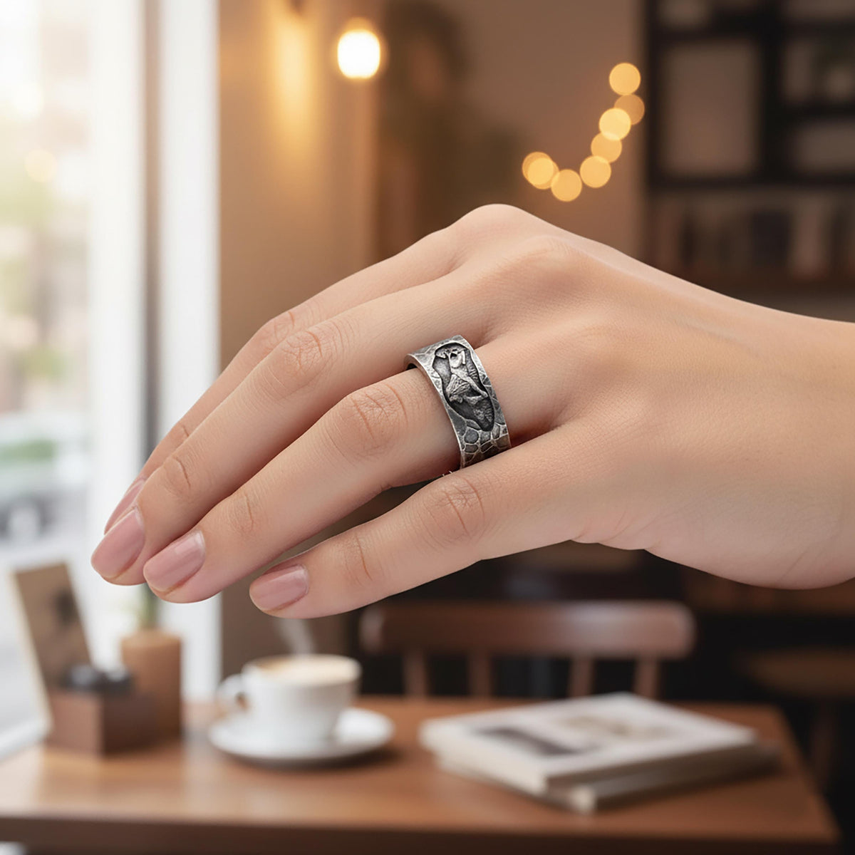 Handmade Lion Ring for Men, Sterling Silver Mens Jewelry