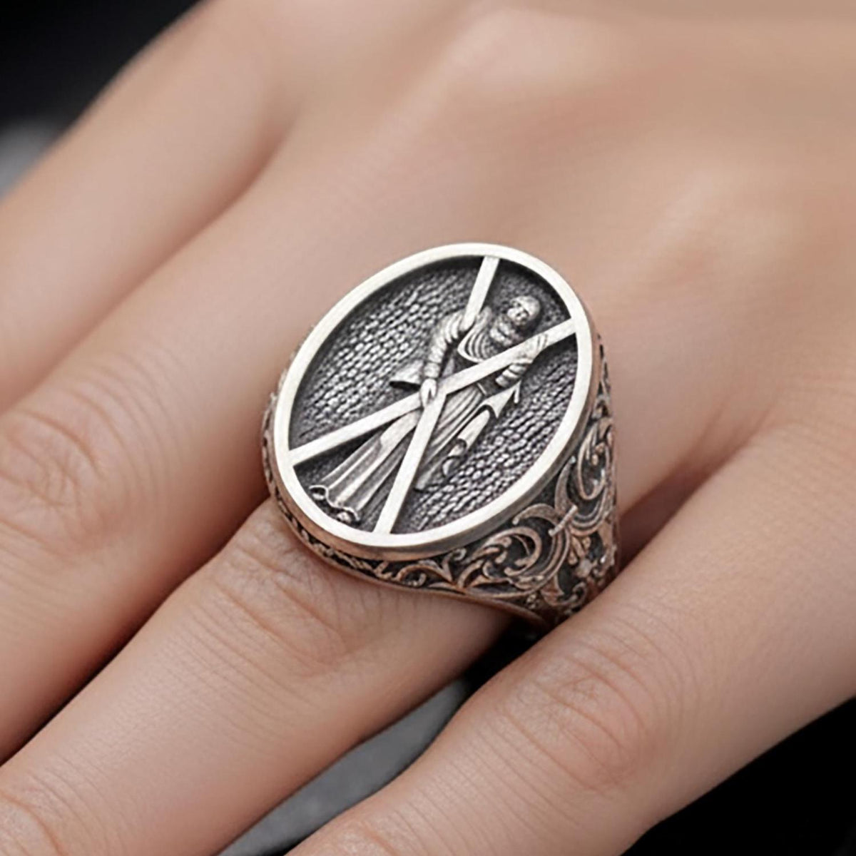 Saint Andrew Ring, Sterling Silver Christian Jewelry, Religious Gift