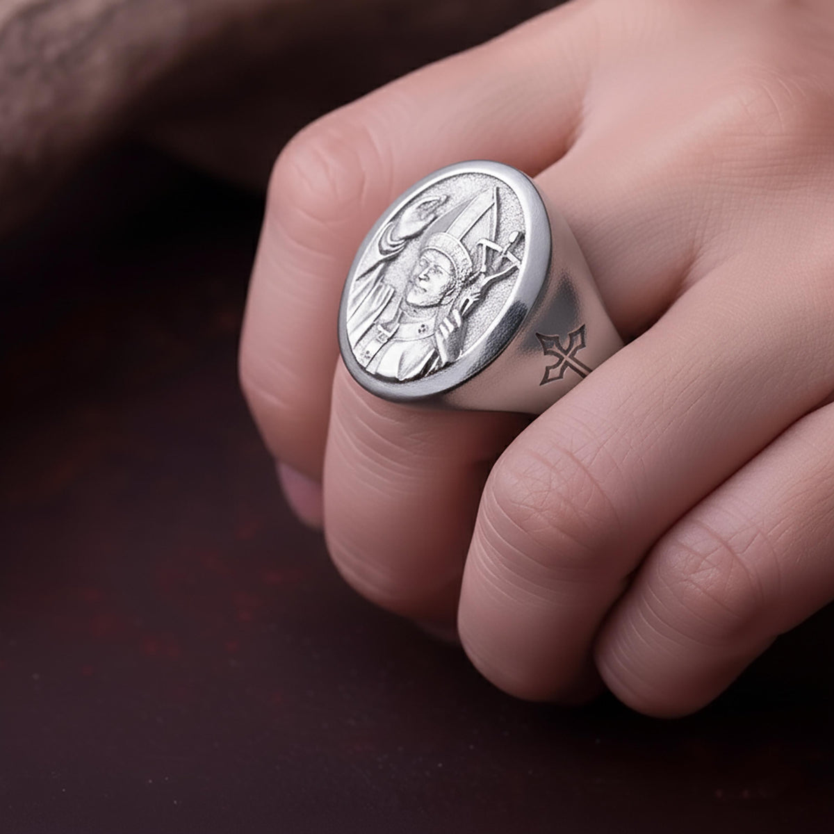 St. John Paul II Sterling Silver Signet Ring - Catholic Jewelry