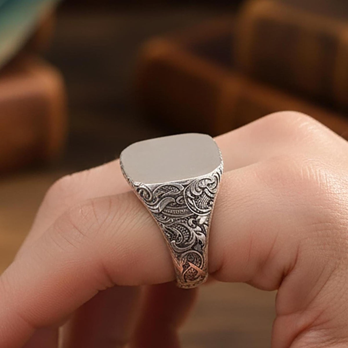 Chunky Sterling Silver Initial Ring, Custom Statement Ring