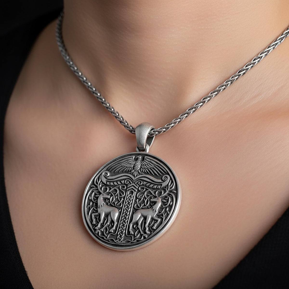 Celtic Deer 925 Sterling Silver Pendant, Viking Necklace For Men