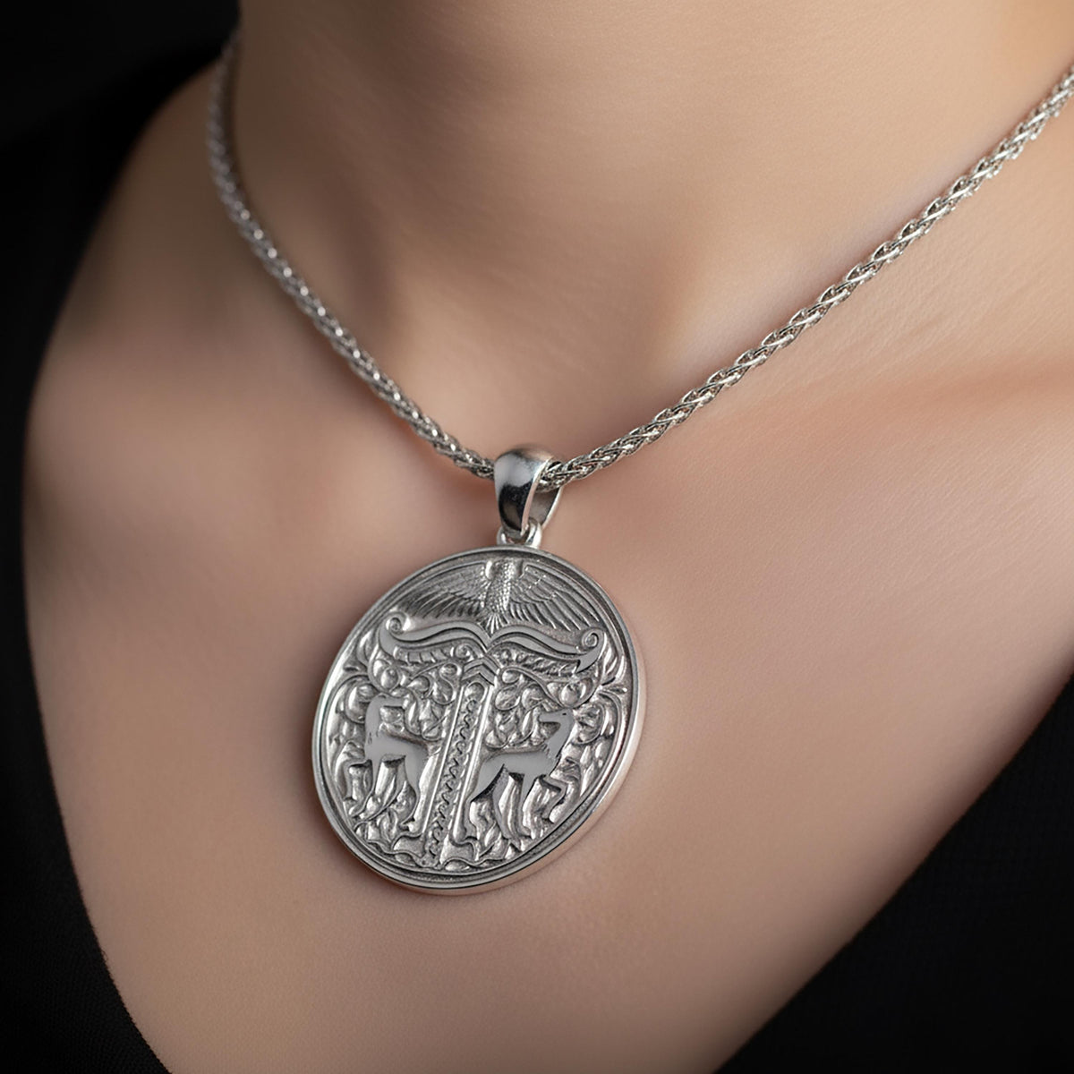 Celtic Deer 925 Sterling Silver Pendant, Viking Necklace For Men
