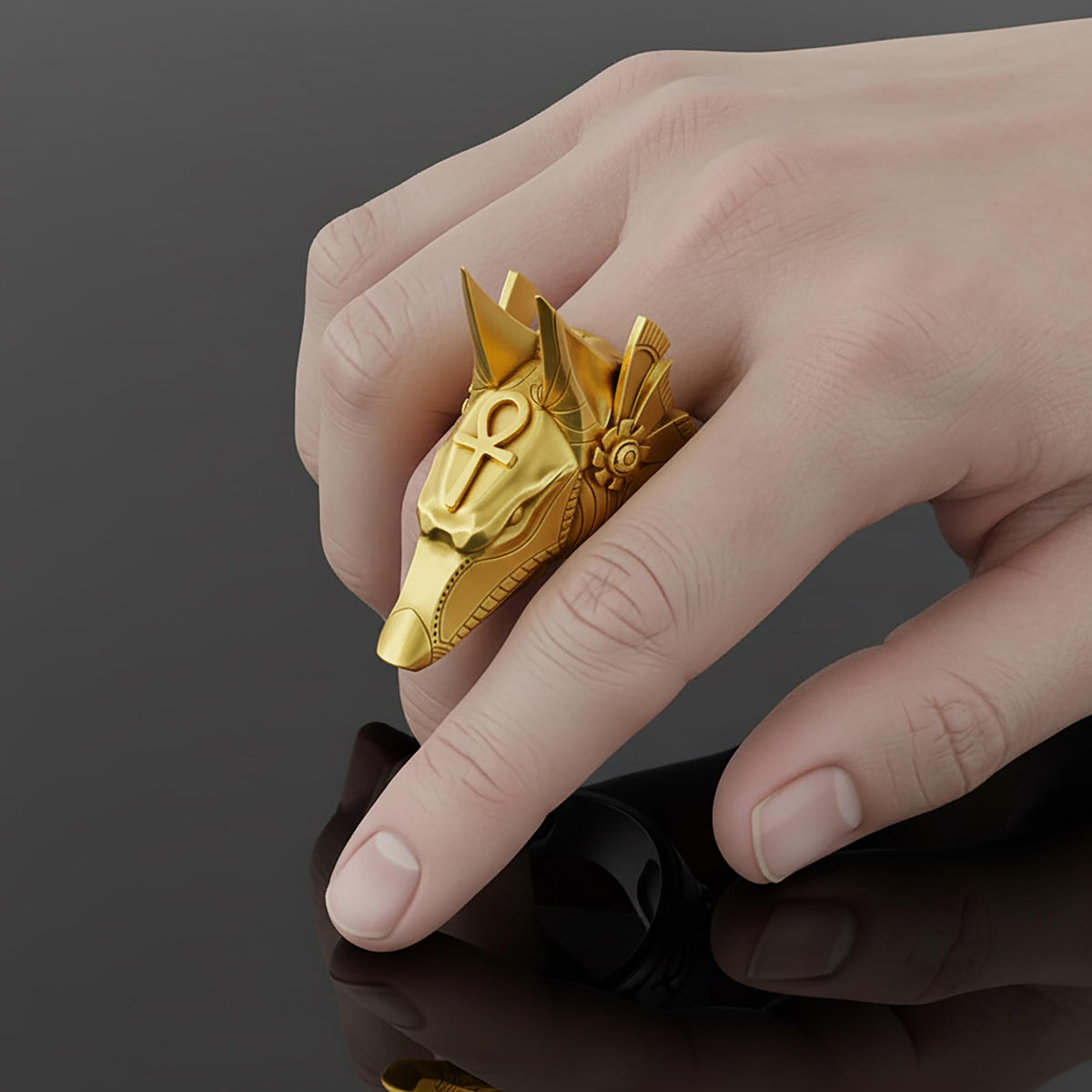 Sterling Silver Anubis Ring, Jackal Head, Egyptian Mythology