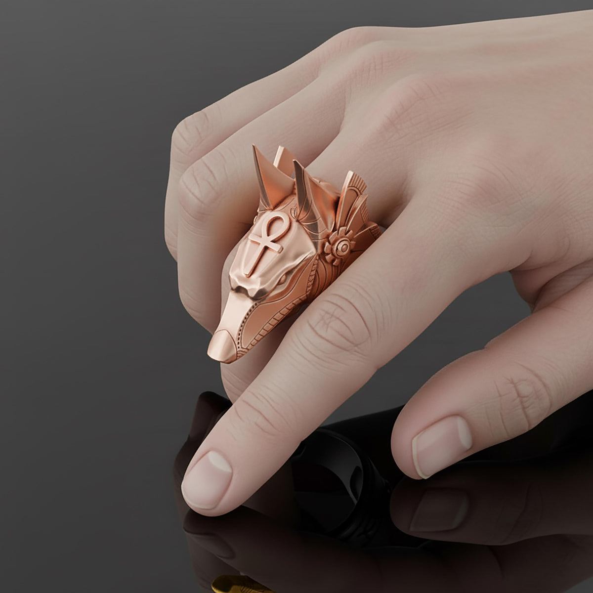 Sterling Silver Anubis Ring, Jackal Head, Egyptian Mythology
